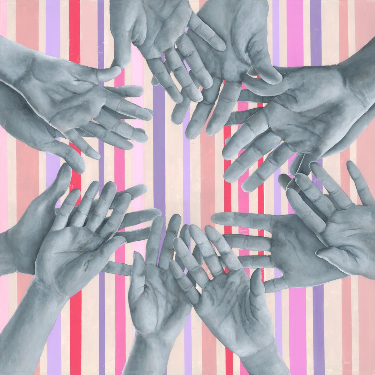 Expressive Portrait Acrylic Painting By Margarita Stepanova, 39 X 39", In Highest Heights, Original Artwork