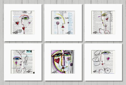 Funky Face Goddess Collection 1 - 6 Artworks in mats by Kathy Morton Stanion by Kathy Morton Stanion