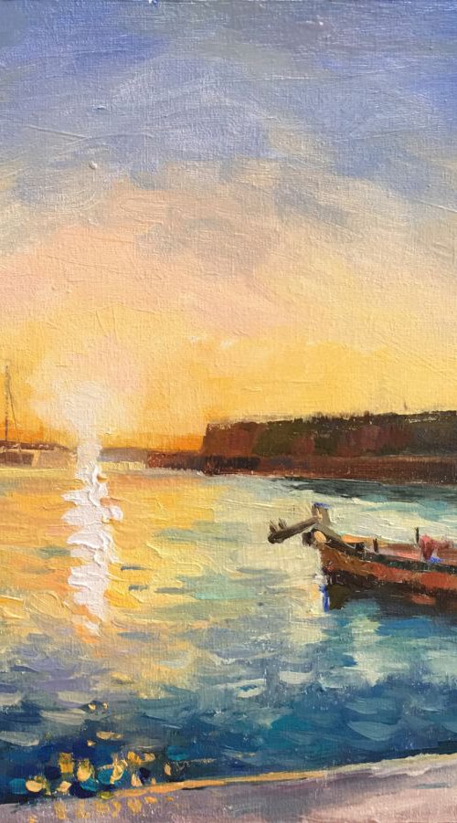 Cefalu, Sicily at Sunset (framed) by Ling Strube