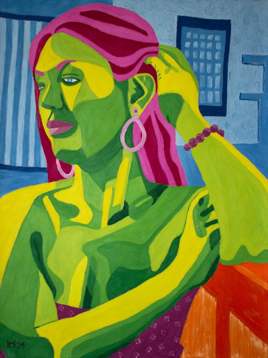 Expressive Portrait Oil Painting By Randall Steinke, 40 X 30", Ashley No. 12, Original Artwork