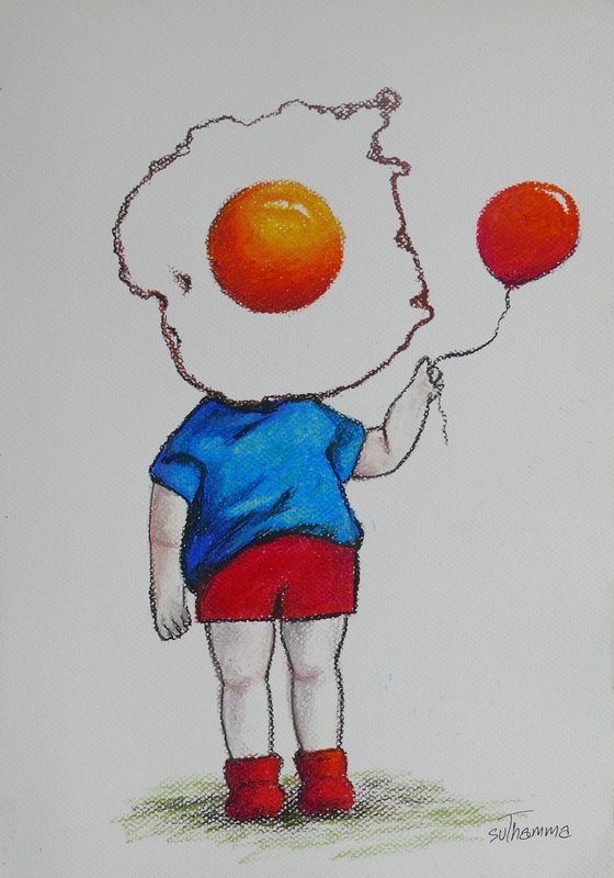 Egg boy with balloon