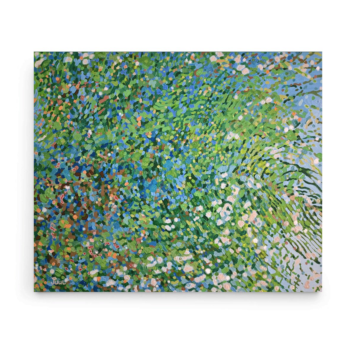 Organic Landscape Painting By Margaret Juul, 30 X 24", Whispering Water, Original Artwork