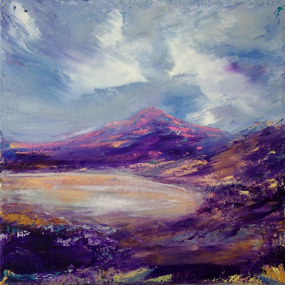 Pink mountain glow, Scottish landscape