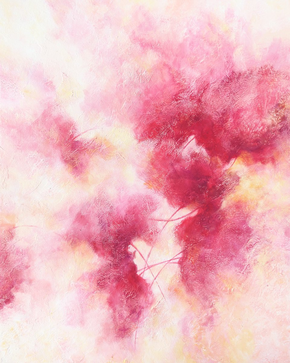 Abstract floral painitng Red Poppies by Olya Grigo
