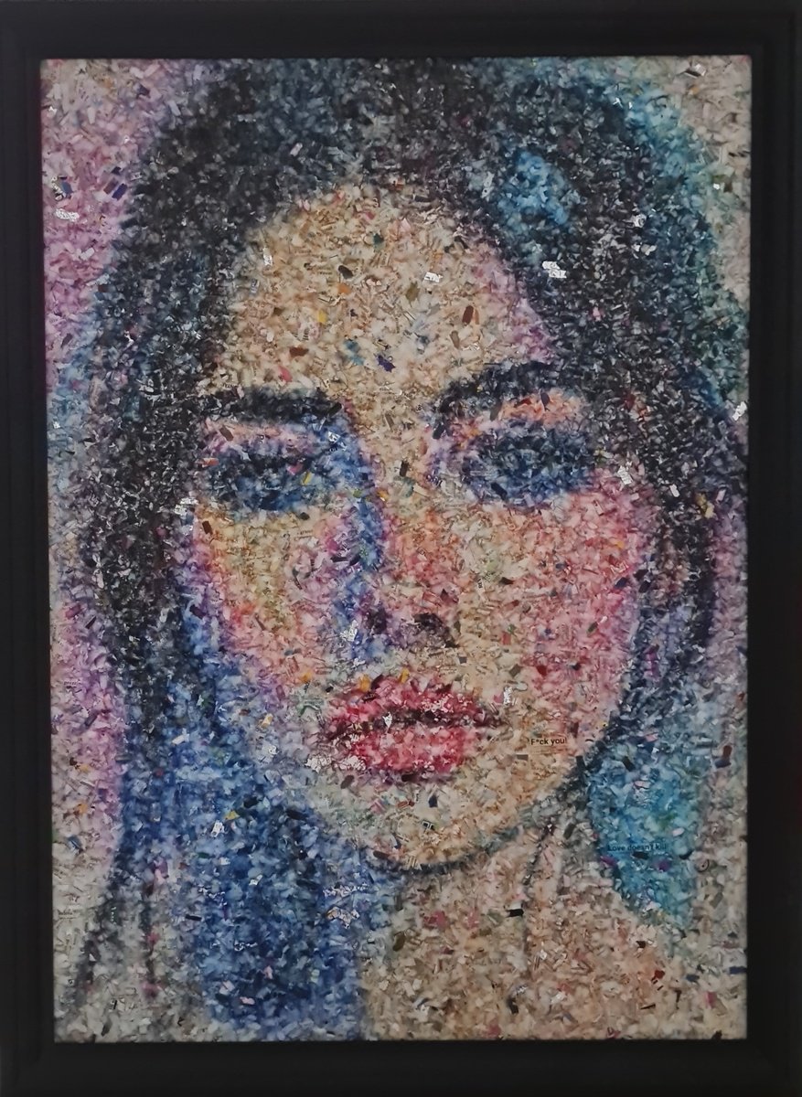 Impressionistic Portrait Collage By Alessio Mazzarulli, 22 X 30, Not Your Doll - 08 (N.668), Original Artwork