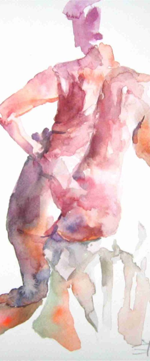 nude sitting pose by Goran Žigolić Watercolors