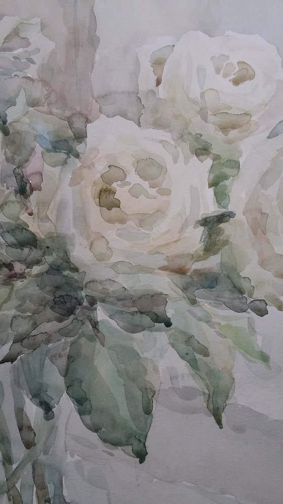 Bouquet of roses. Original watercolour painting.