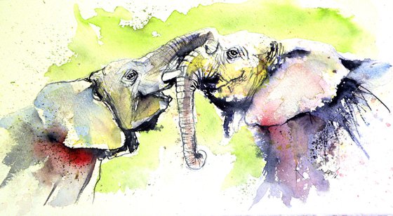 Elephants in silver