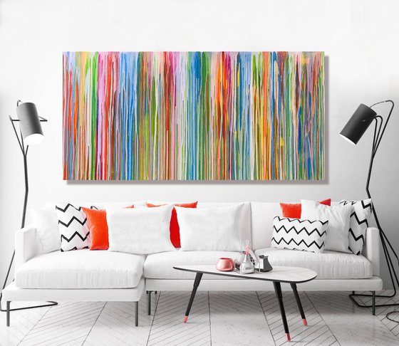 Where The Heart Is - LARGE,  STRIPED, MODERN, ABSTRACT ART – EXPRESSIONS OF ENERGY AND LIGHT. READY TO HANG!