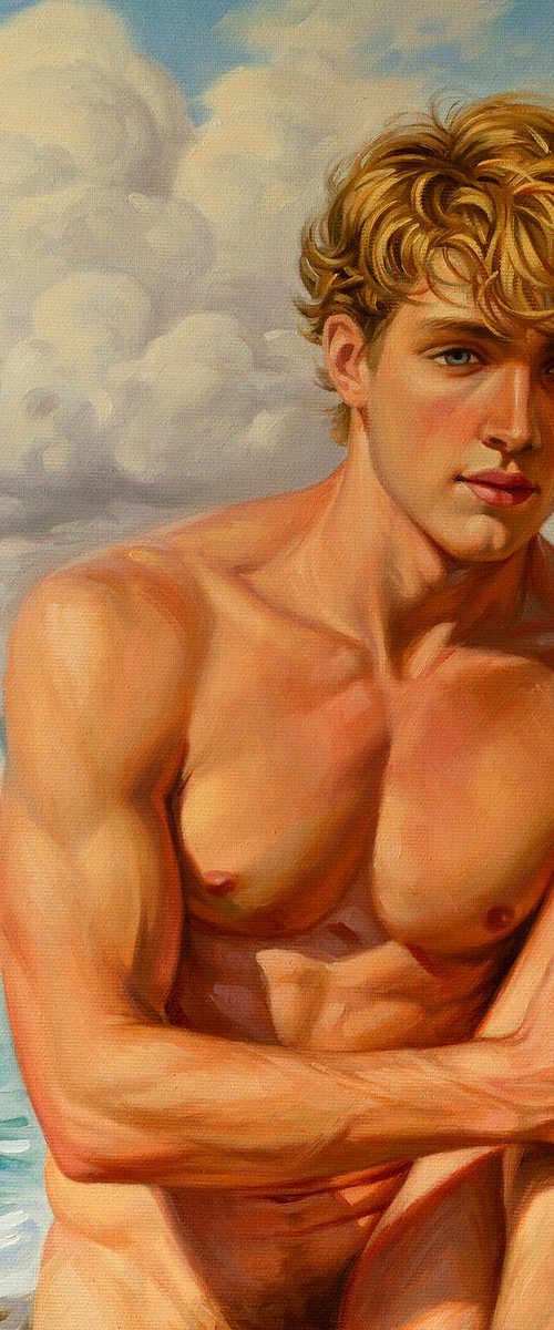 ROMANTIC MOOD (NUDE MAN ON THE BEACH) by Yaroslav Sobol