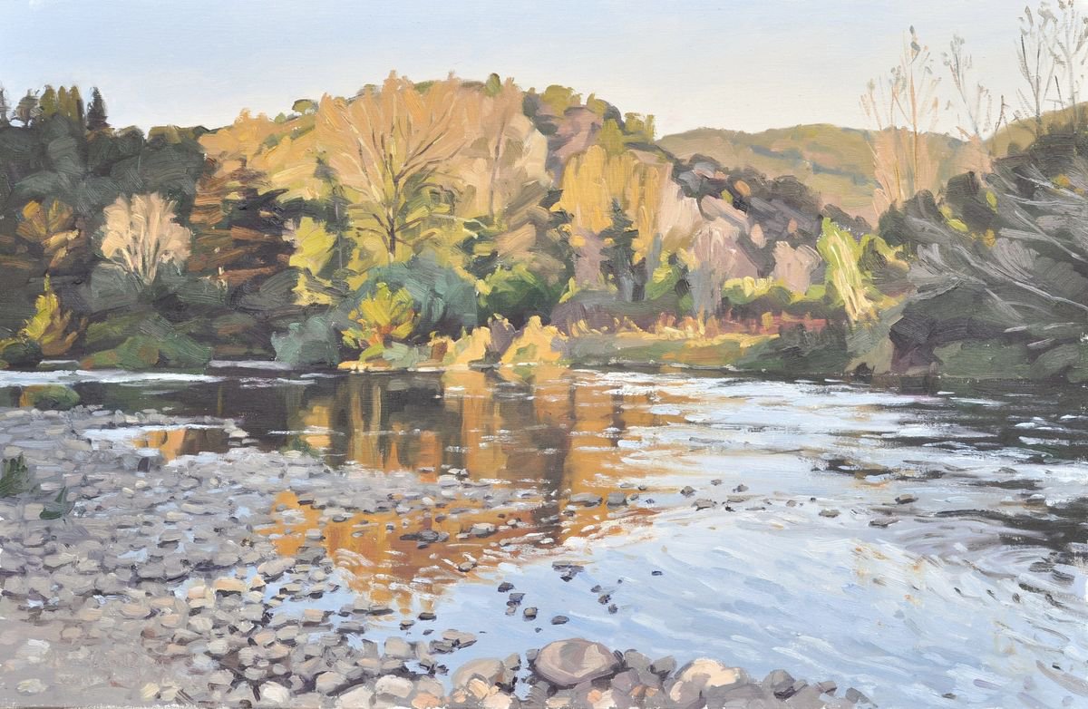 October 21, the Loire at Cheyrac, evening light by ANNE BAUDEQUIN