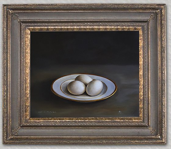 Three Eggs on Porcelain Plate