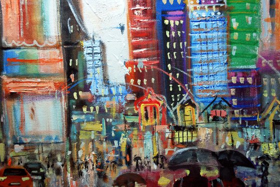 Time Square Rain2, 24x24 in