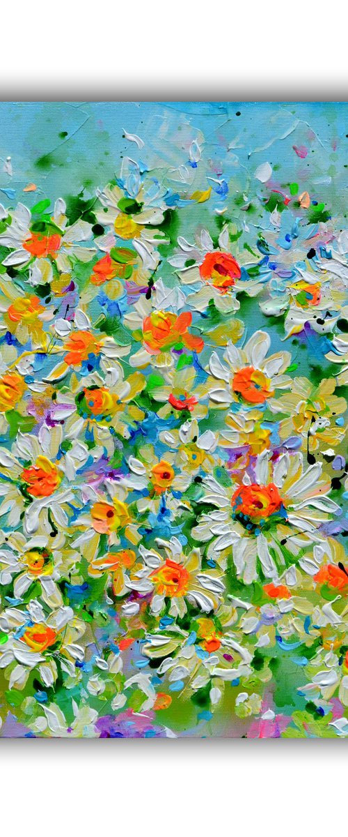 White Daisies Floral Field 2 by Soos Roxana Gabriela
