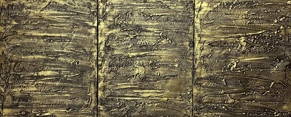 Abstract Acrylic Painting By Stuart Wright, 48 X 20", Pale Gold, Original Artwork