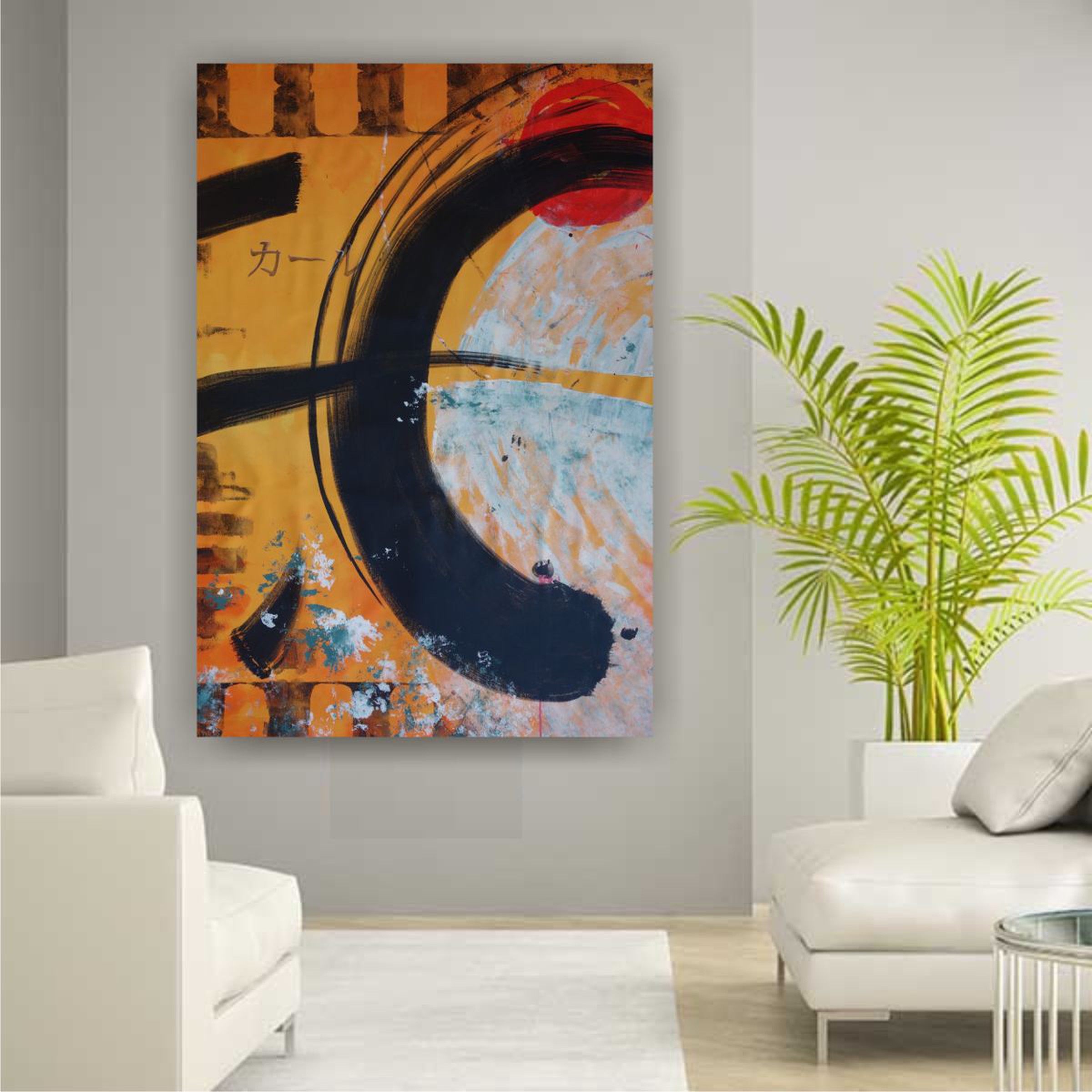 Enso Orange Abstrat Painting 110 160 Cm Acrylic Artfinder