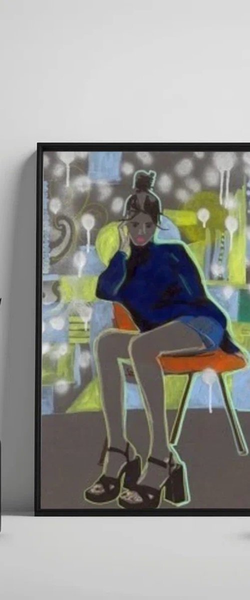 Woman on Orange Chair by Sasha Robinson
