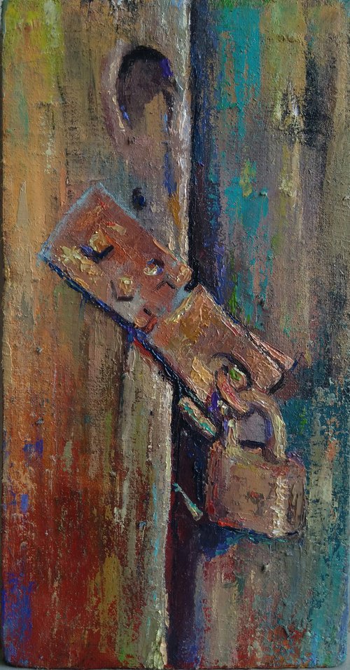 A lock(18x35cm, oil painting, ready to hang) by Kamsar Ohanyan