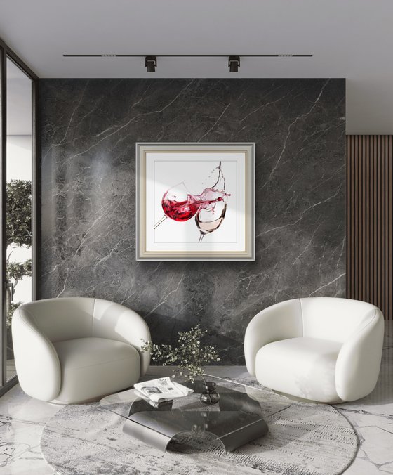 Red and White Wine Splash