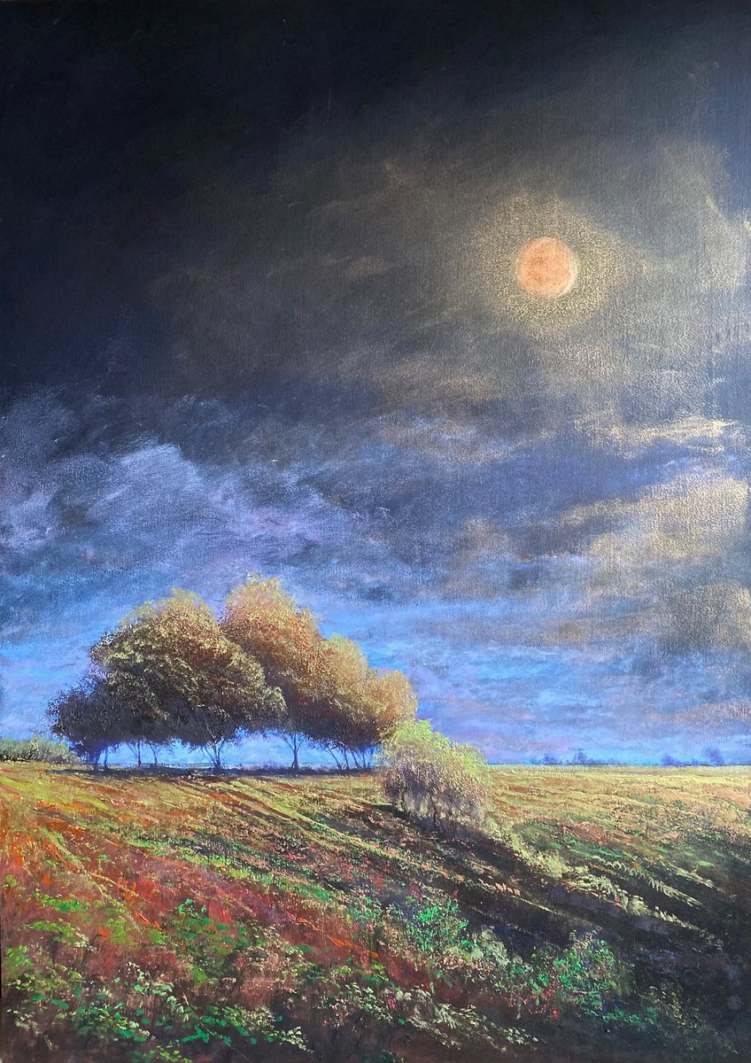 Impressionistic Landscape Oil Painting By Simon Jones, 17 X 23", Southfield Copse, Original Artwork
