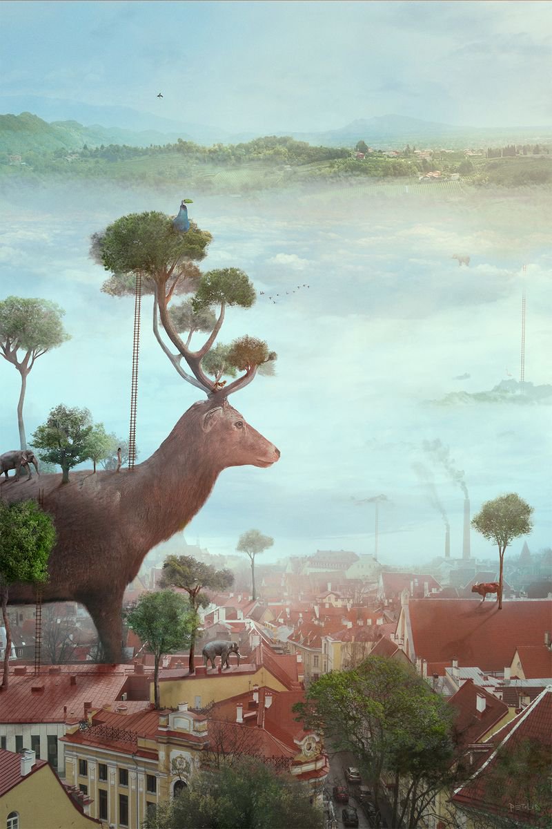 Surrealistic Cityscapes Photograph By Nikolina Petolas, 24 X 35", Forestation, Original Artwork