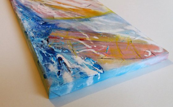 "Sailing II",  original Mexid Media painting, 80x20x2cm