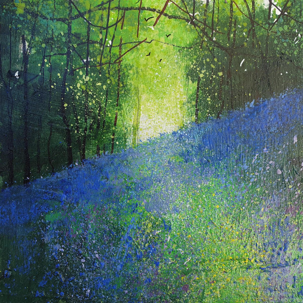 Seasons - Spring Sapphire Blue Woodland Bank by Teresa Tanner
