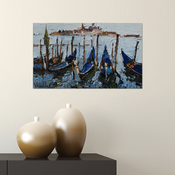 Venice gondolas Original oil painting