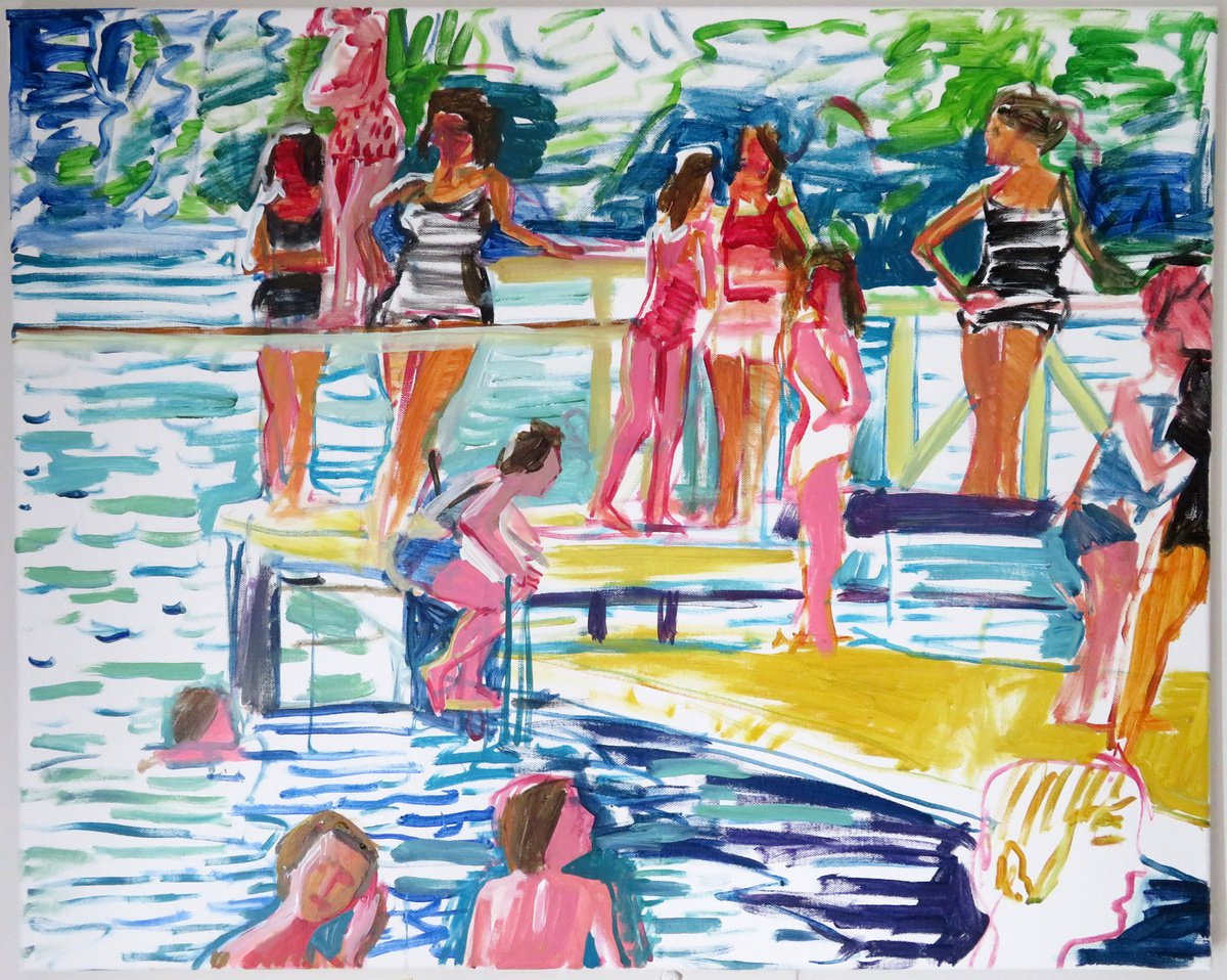 lake scene with diving board by Stephen Abela