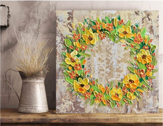 Yellow Flowers Holiday Wreath