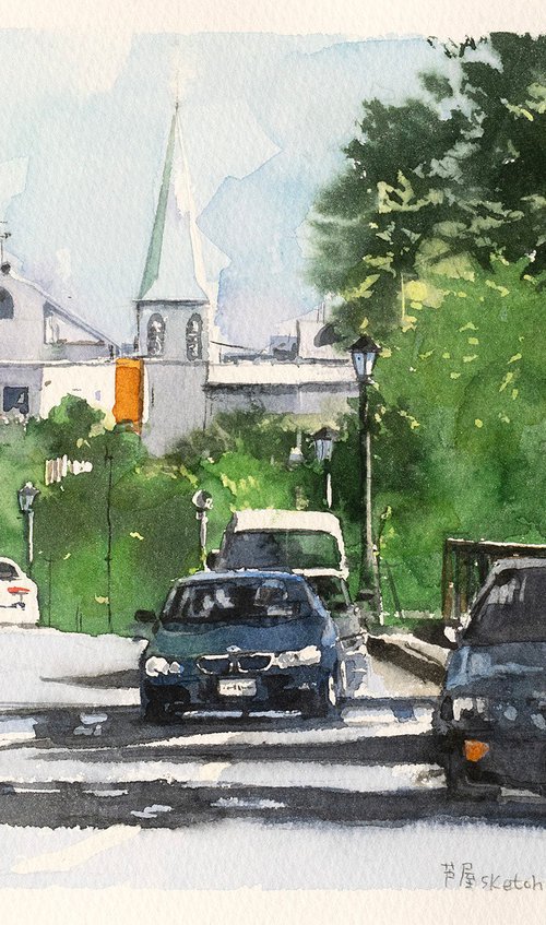 Church View Ashiya - 30x20cm Sketch by Masato Watanabe