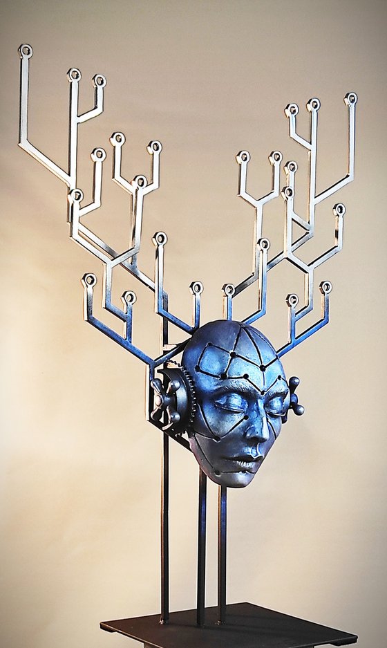 "Supernova-Superbrain" Unique mixed media sculpture