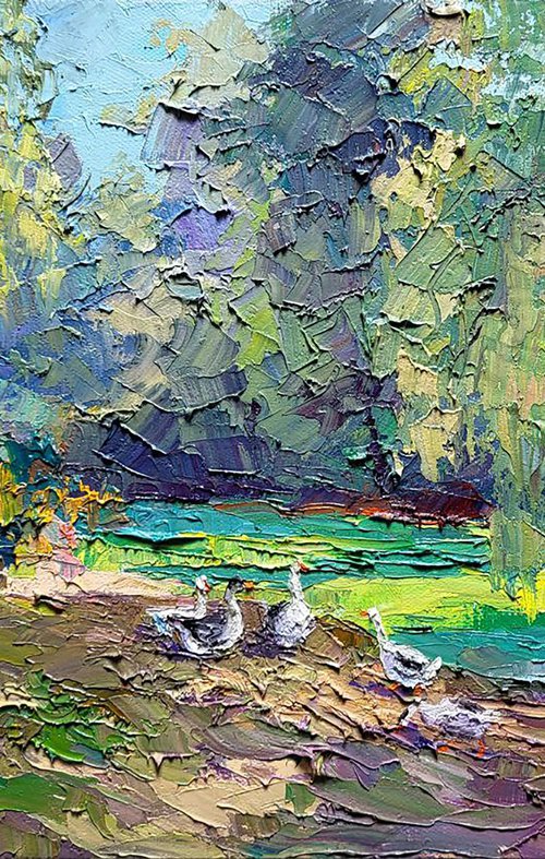 Landscape with geese by Boris Serdyuk