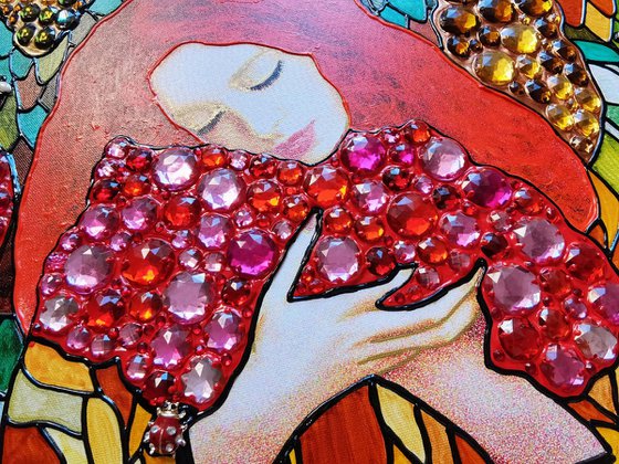 Ginger woman and red grape