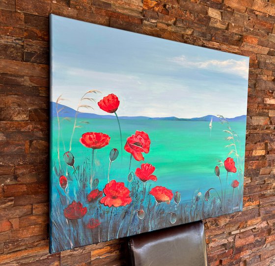 "Poppies by the sea"