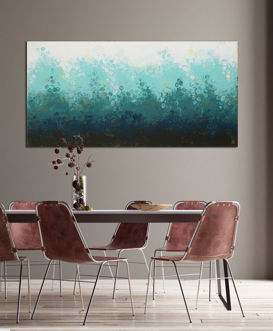 Oceanic Boiling Blue Bubbles - Landscape painting - Abstract Blue - Ronald Hunter