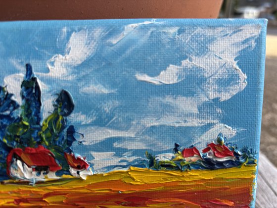 The  wild flowers and house