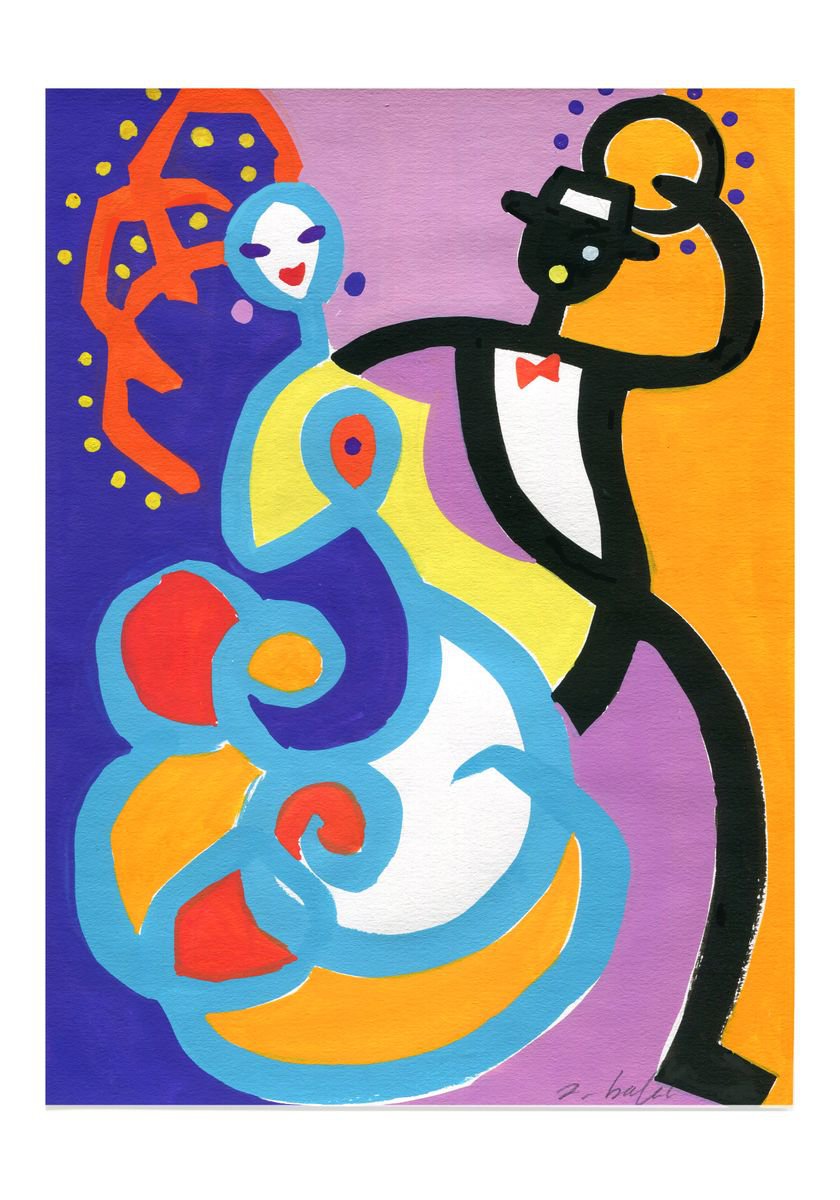 Expressive Painting , Rio-Carnaval-03 By Andre Baldet, 7 X 10, Artwork For Sale On Artfinder