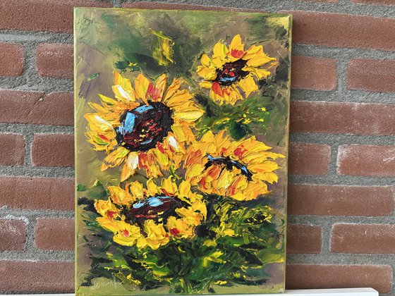 Texture Sunflower impasto art