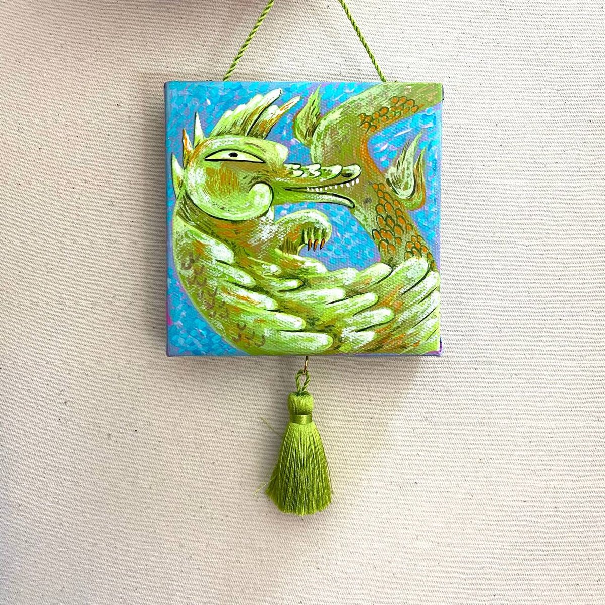 Green Dragon. Funny art. Art object by Anna Onikiienko