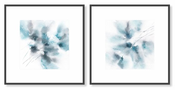 Blue flowers diptych