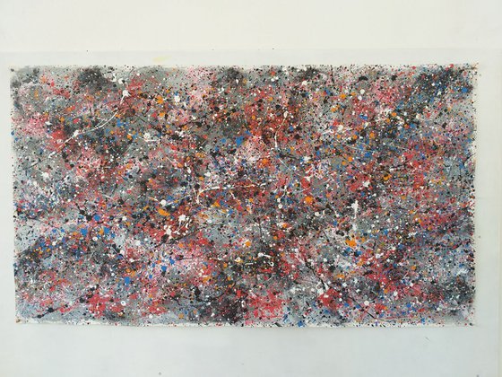 Modern Jackson Pollock style acrylic on canvas by M.Y.