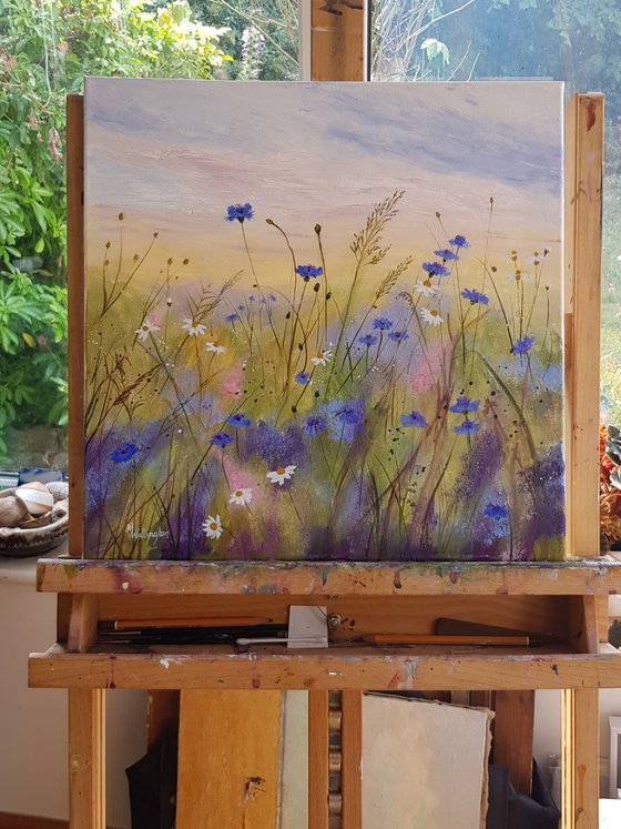 Cornflowers in the Meadow (Meadow Painting)