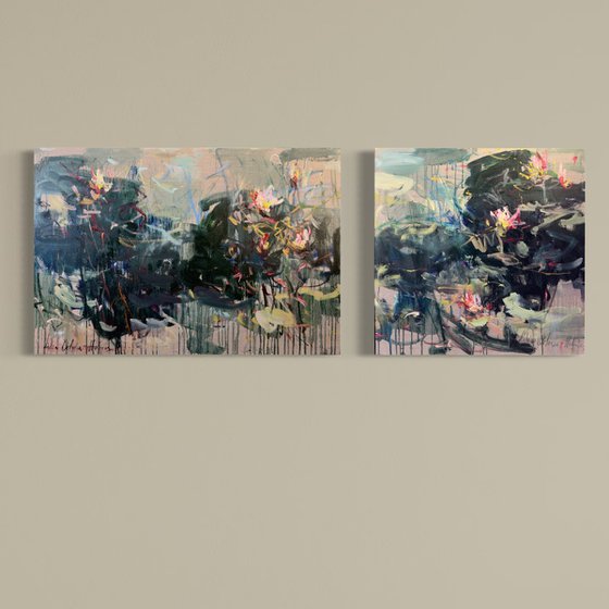 Water lilies. Diptych.