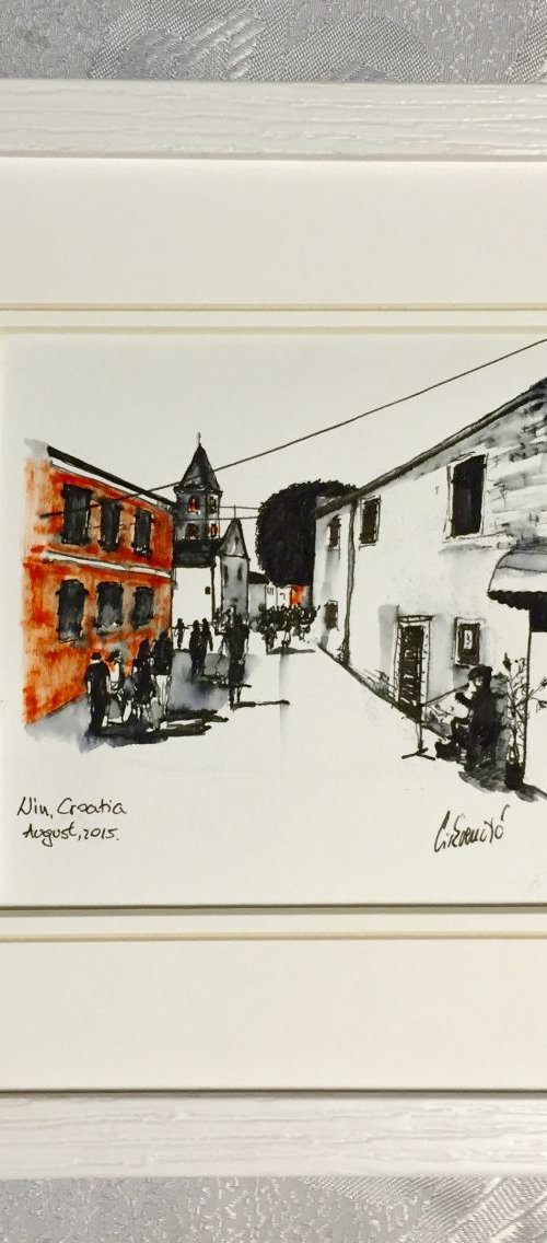 Framed - Street in the  old Town Nin, Croatia by Tihomir Cirkvencic