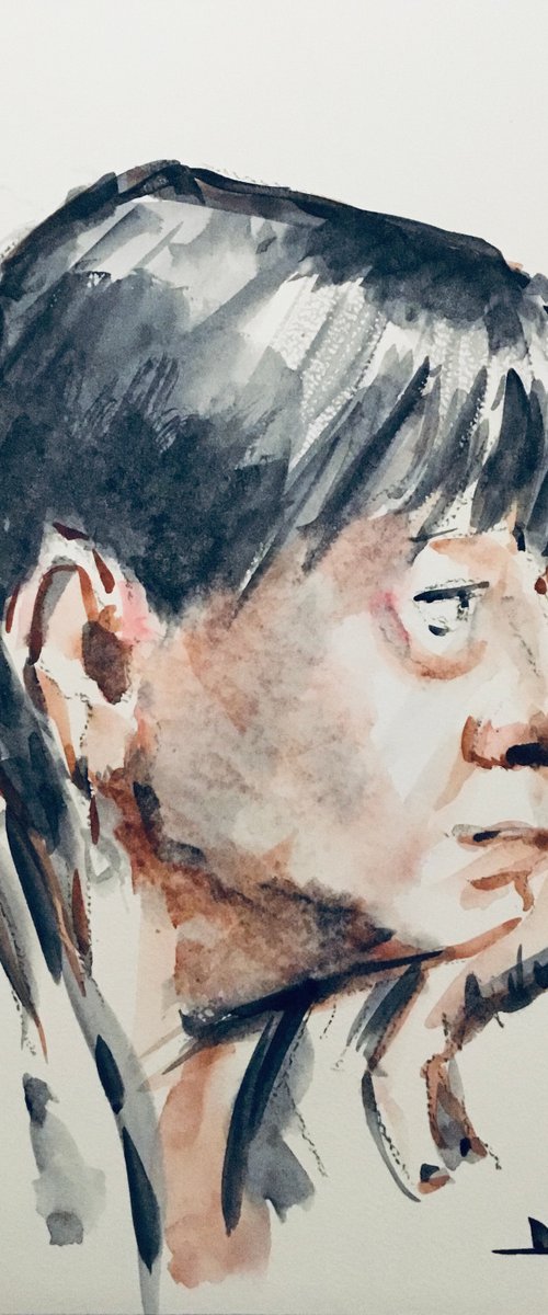 Watercolor Portrait Study 2021 #3 by Dominique Dève