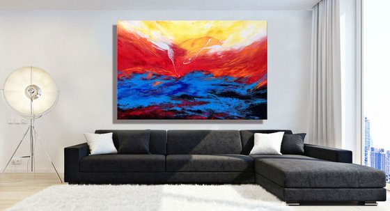 First Light - XL Large, Textured abstract art – Expressions of energy and light. READY TO HANG!