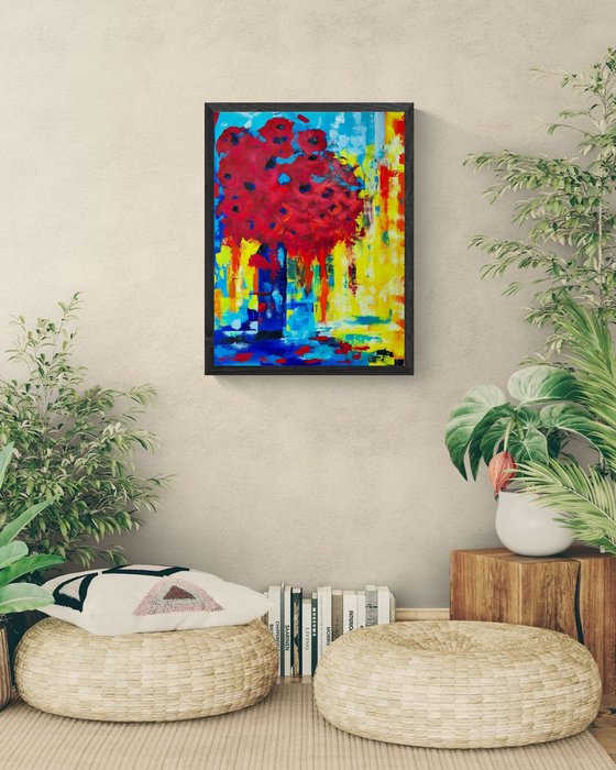 Crimson Bouquet in Blue
