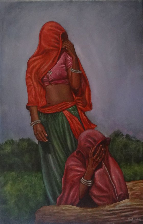Rajasthani women in the hot Sun