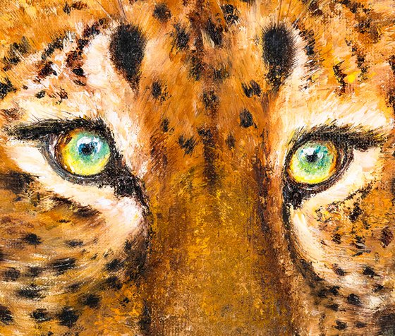 WILD PREDATOR - Big leopard. Leopard abstract style. Wild cat. Spotted leopard. Powerful paws. Nature. Predator. Hunting.